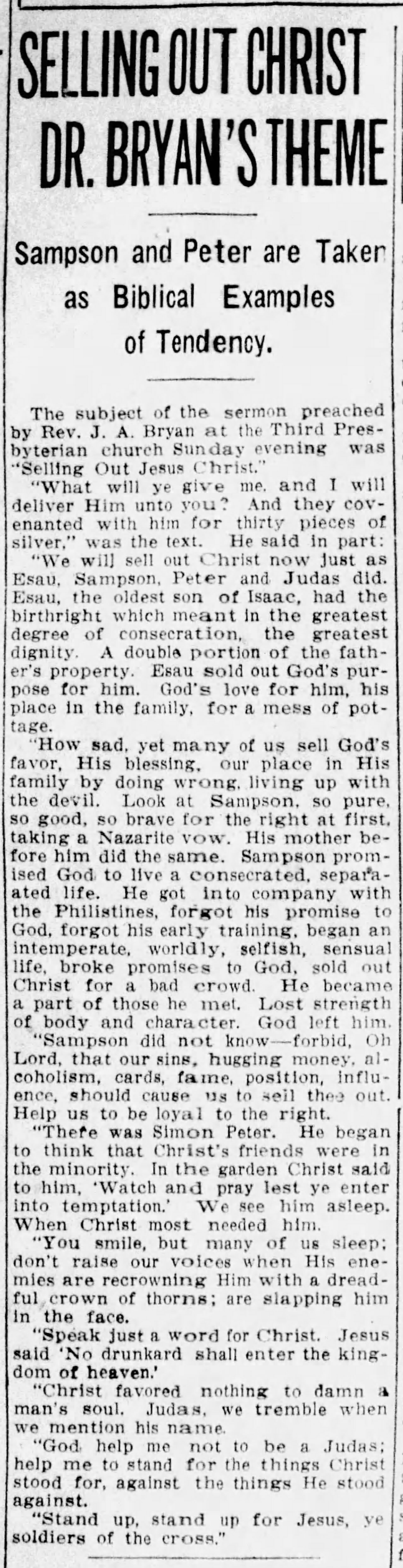 Selling Out Christ Dr. Bryan's Theme